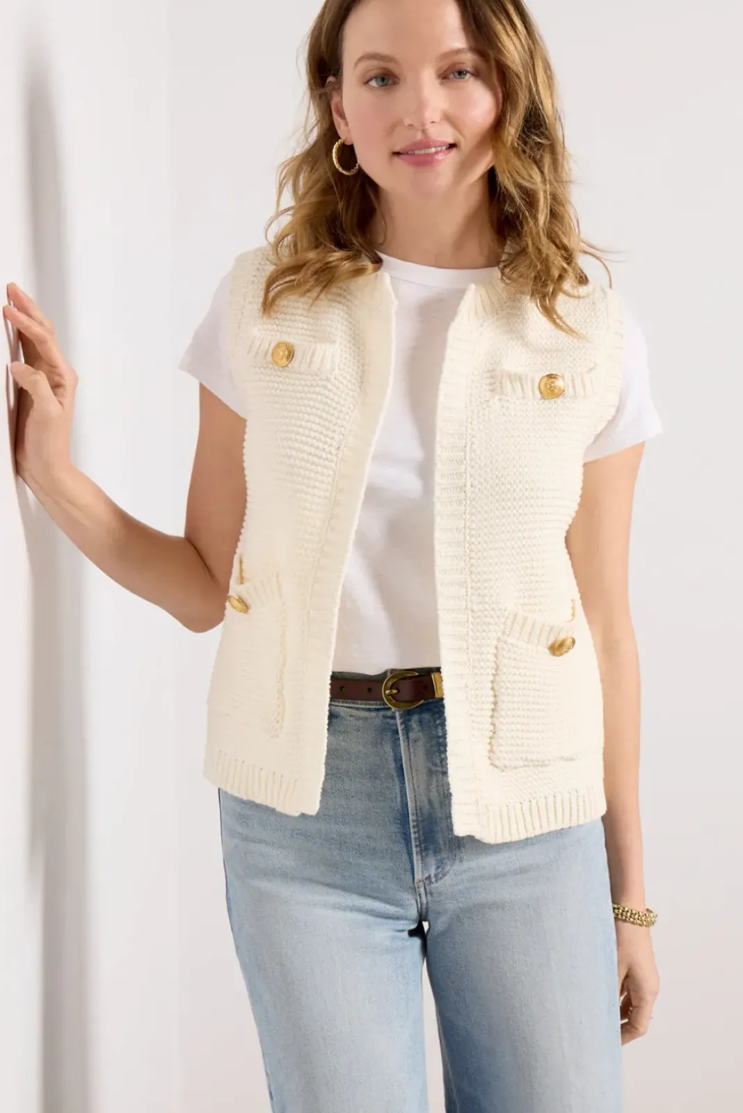 Sweaters<JOHN + JENN Albaney Lady Like Vest Ivorymelange