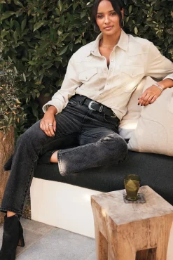 Tops & Tees<EVEREVE Arli Faux Suede Shirt Bone