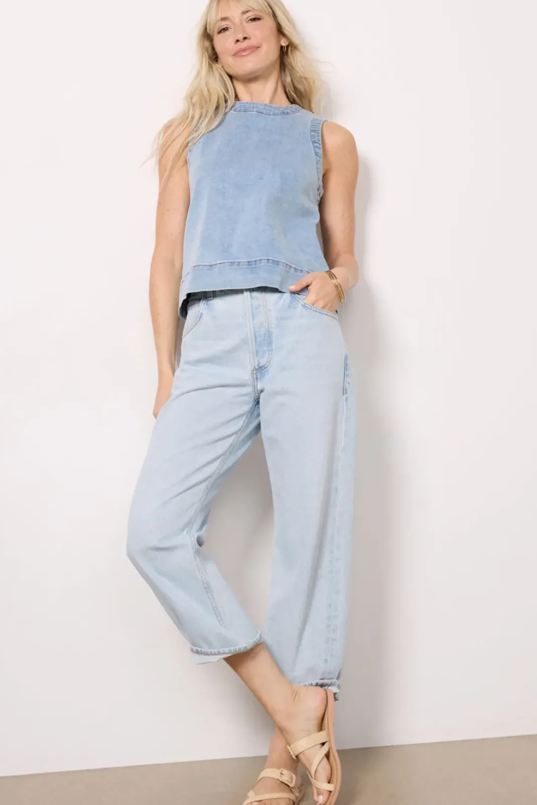Tops & Tees<EVEREVE Avery Denim Shell Top Blue
