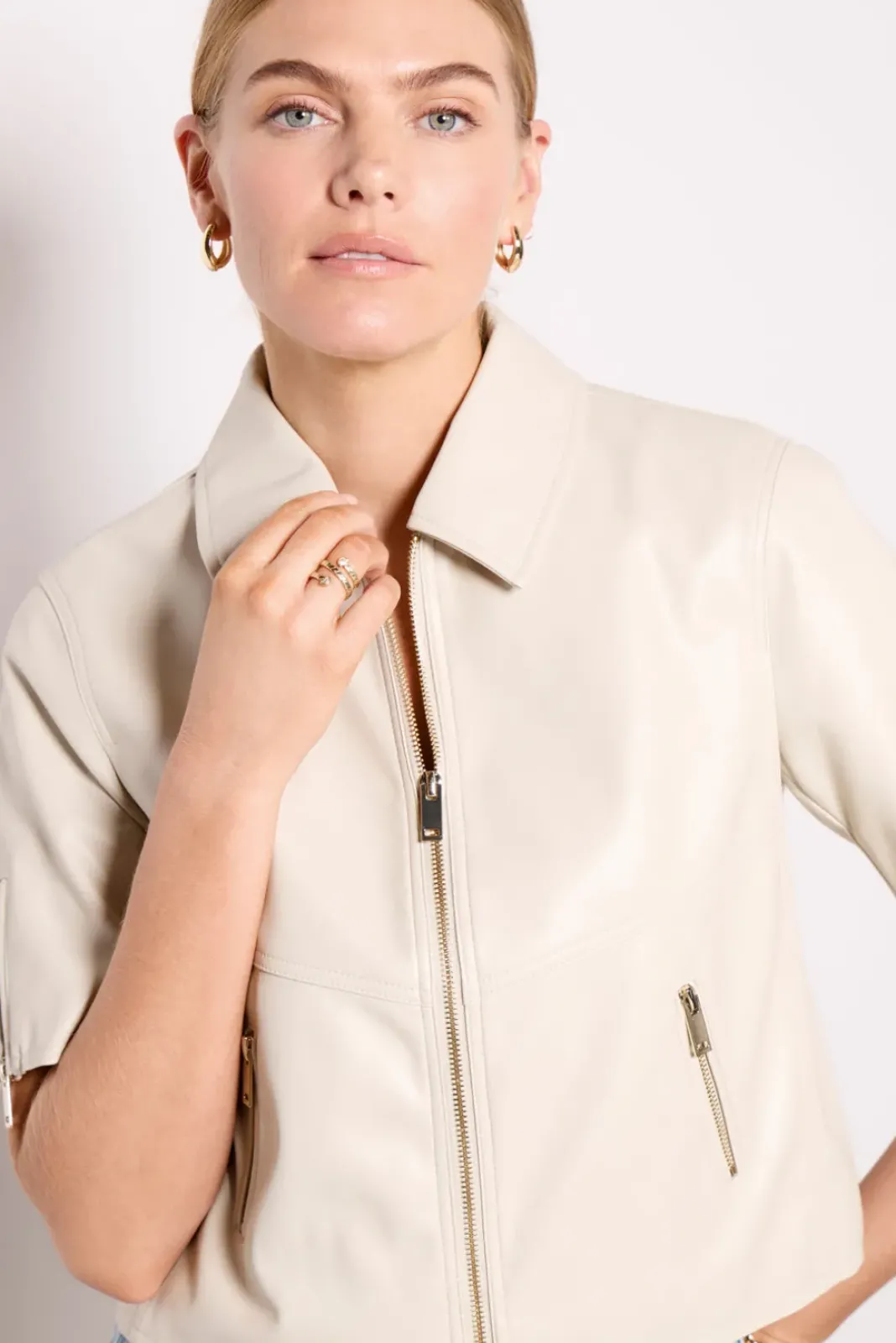 Blazers & Jackets<EVEREVE Billie Half Sleeve Moto Dove