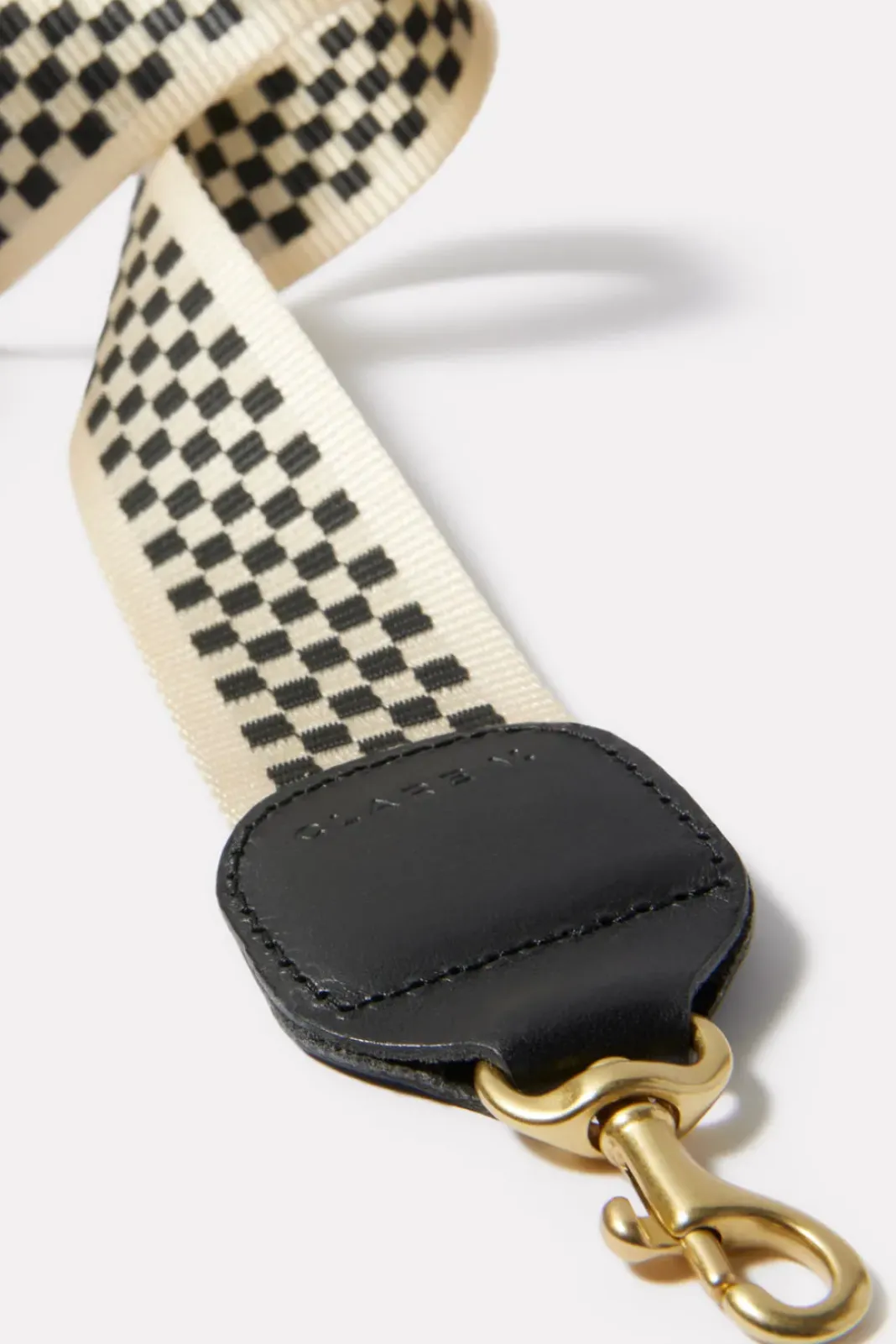Bags<CLARE V. Checkered Crossbody Strap Black/White