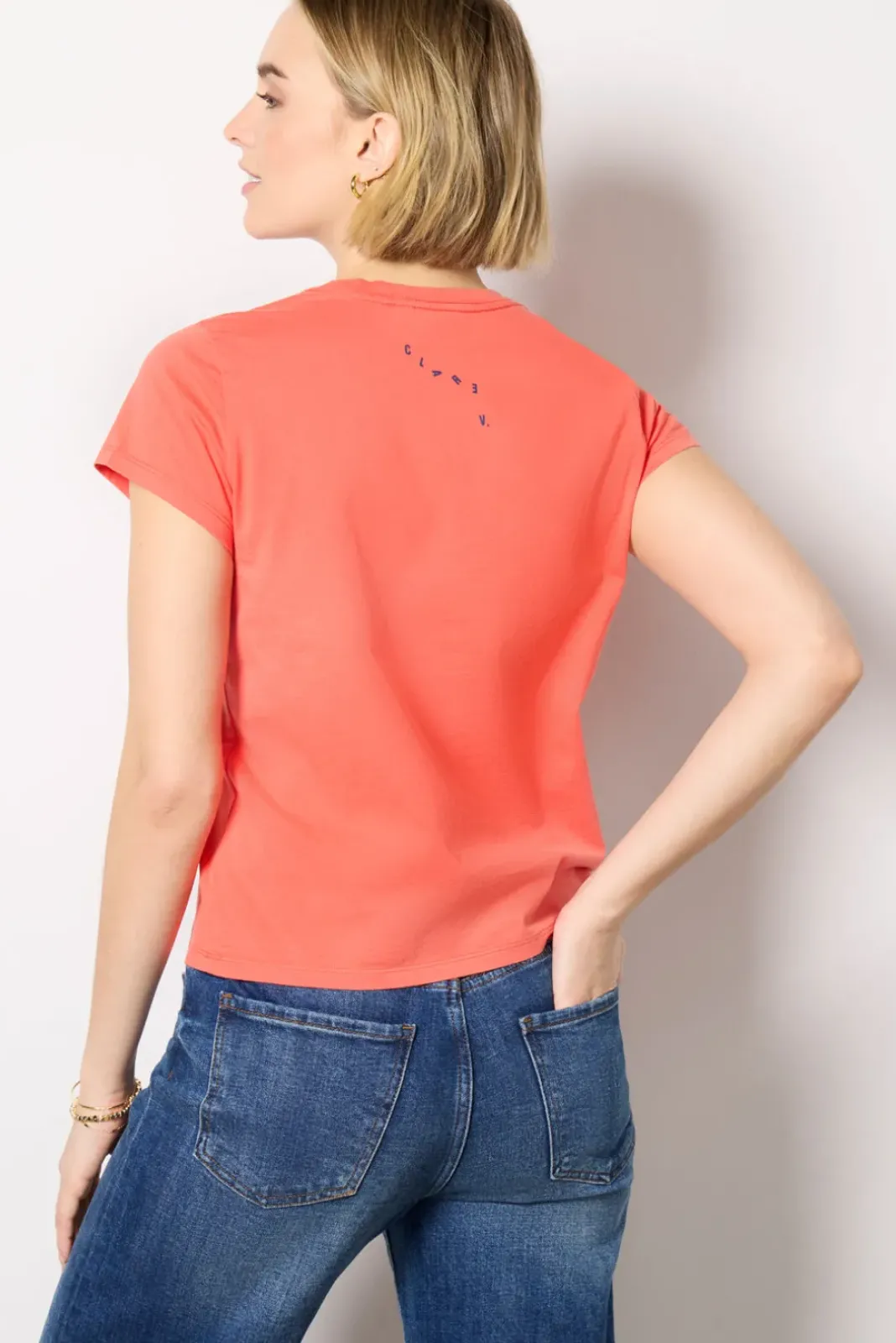 Tops & Tees<CLARE V. Ciao Classic Tee Poppy/Navy
