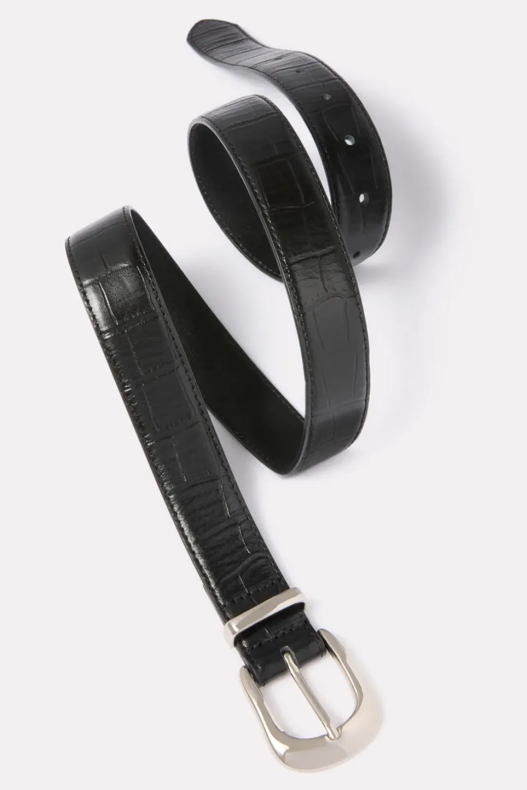 Belts<EVEREVE Corinne Croco Belt Black