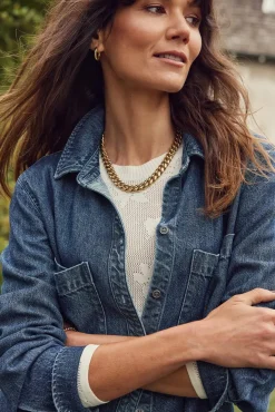 Tops & Tees<CLOTH AND STONE Denim Shirt Horizonwash