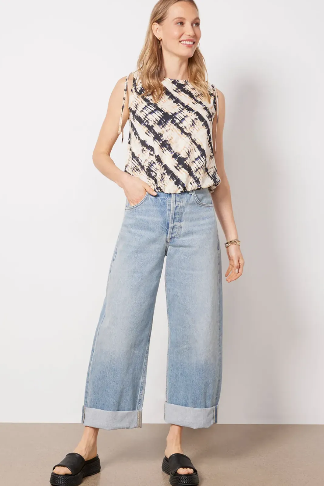 Tops & Tees<EVEREVE Dre Tie Shoulder Top Blacktiedye