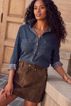 Skirts<BLANKNYC Ellie Suede Mini Chocolate