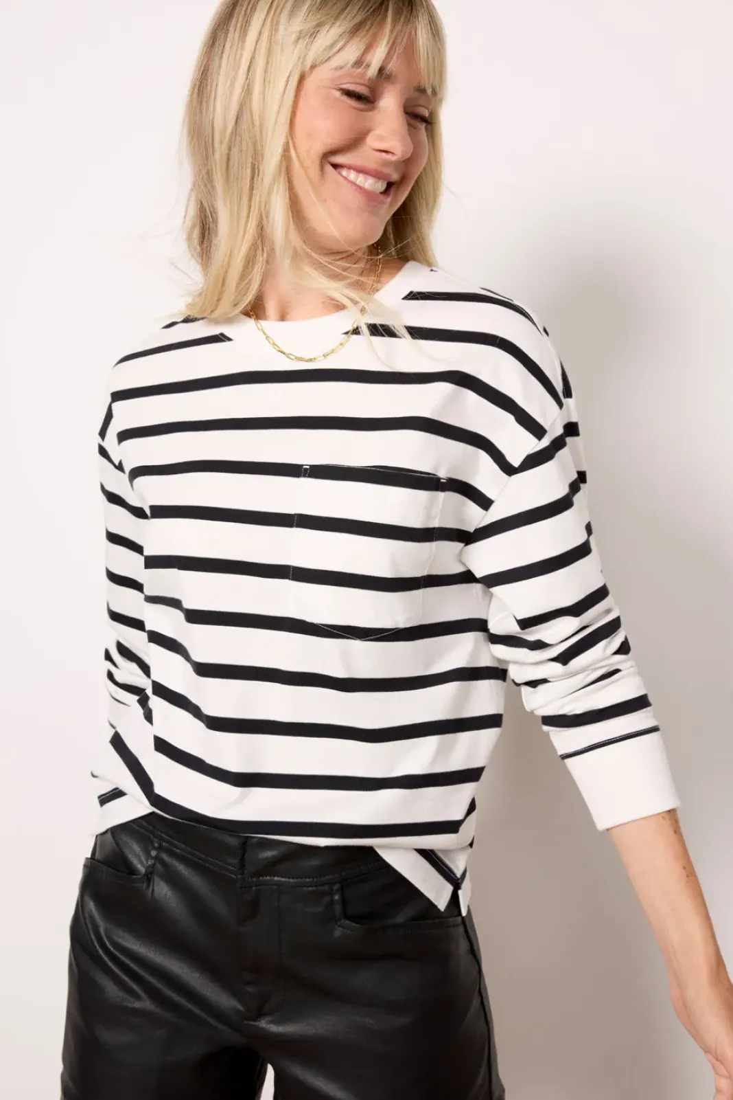 Tops & Tees<EVEREVE Ever Perfect Long Sleeve Offwhite/Black