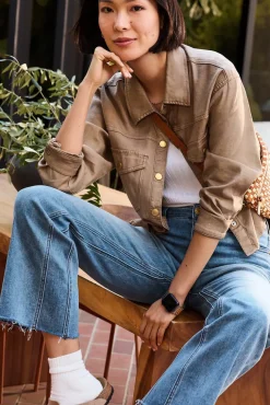 Blazers & Jackets<EVEREVE Frankie Stretch Linen Shacket Camel