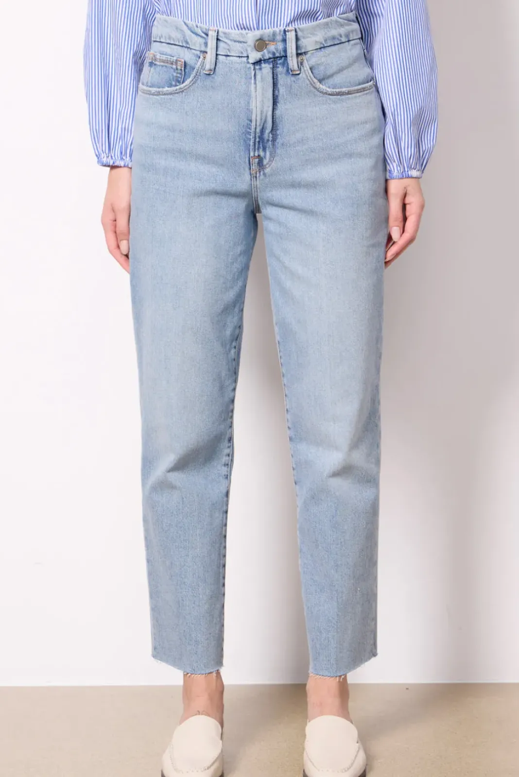 Jeans<GOOD AMERICAN Good Boy Straight Crop Indigo766