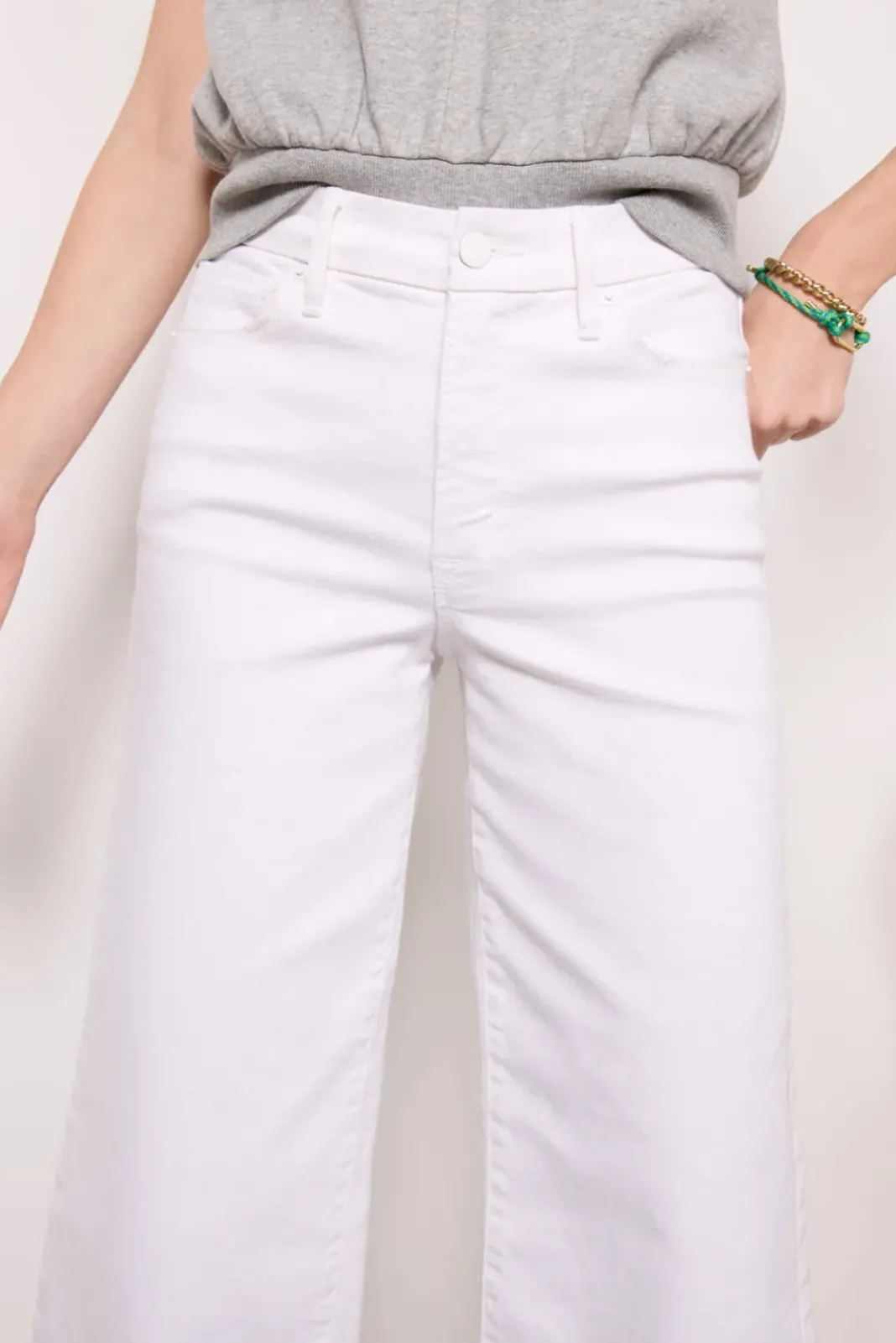 Jeans<GOOD AMERICAN Good Waist Palazzo Crop White002