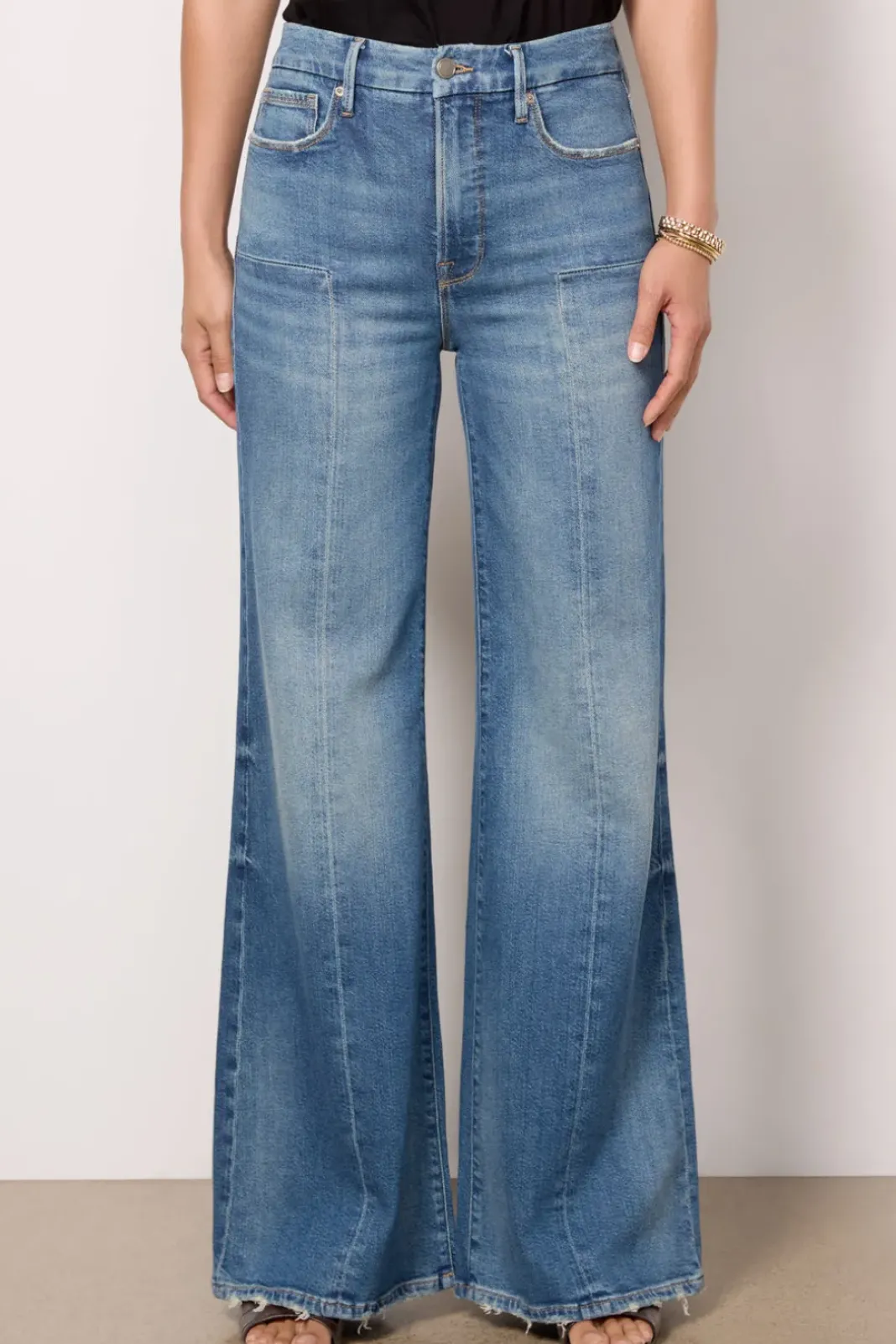 Jeans<GOOD AMERICAN Good Waist Palazzo Seamed Indigo659