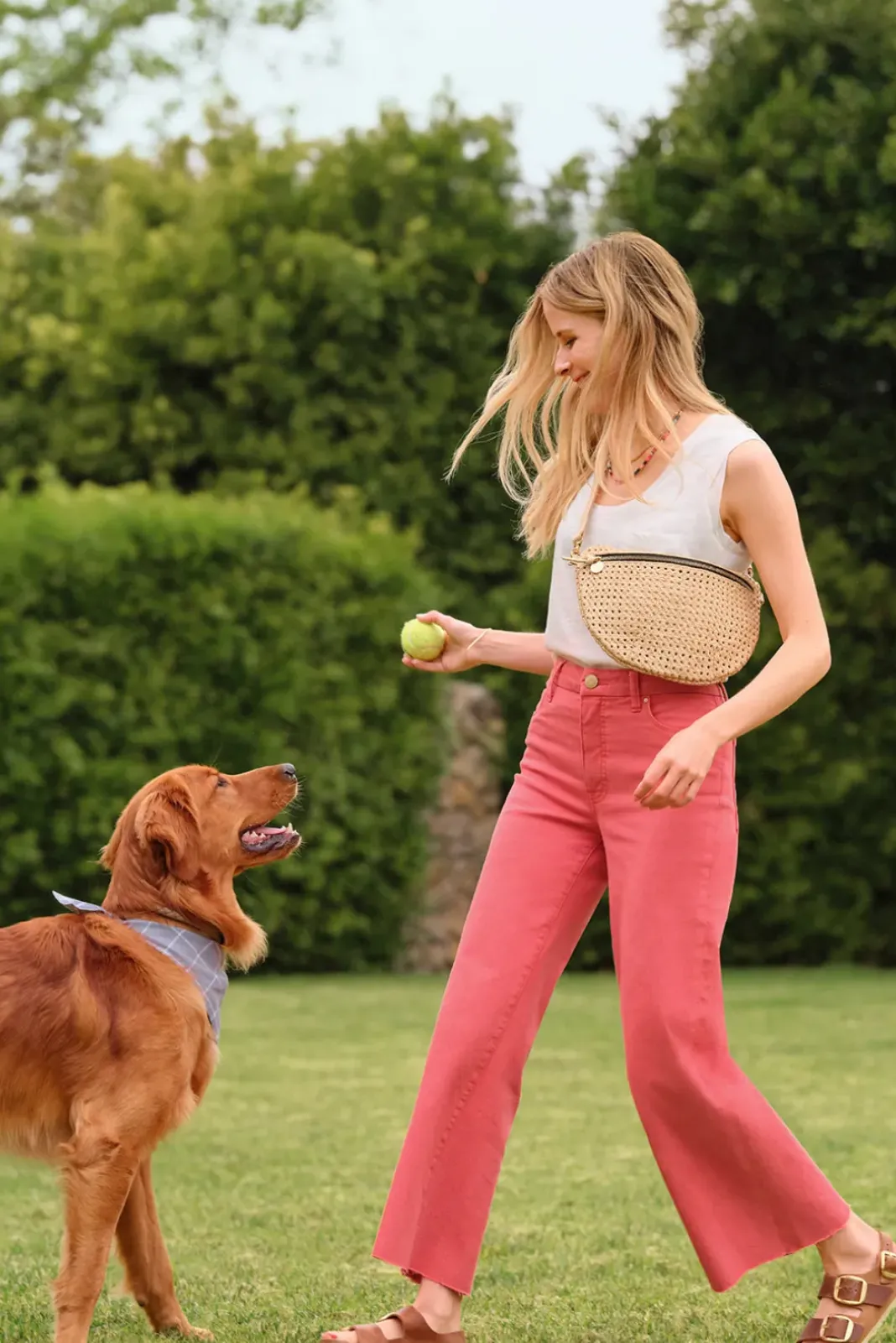 Bags<CLARE V. Grande Fanny Creamrattan