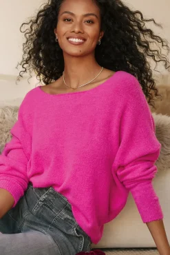 Sweaters<EVEREVE Jessie Off Shoulder Pullover Fushia