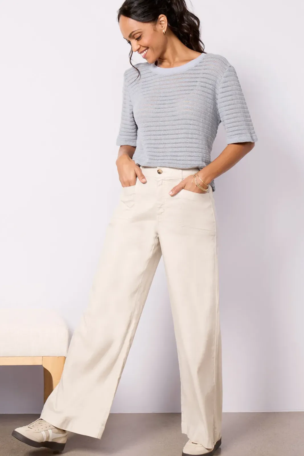 Pants & Leggings<EVEREVE Joelle Stretch Linen Trouser Barelybeige