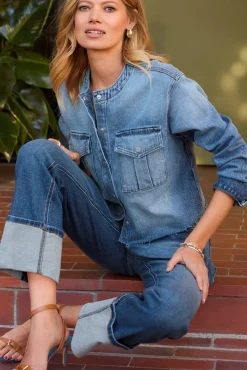 Blazers & Jackets<EVEREVE Kacey Collarless Denim Jacket Bluespace