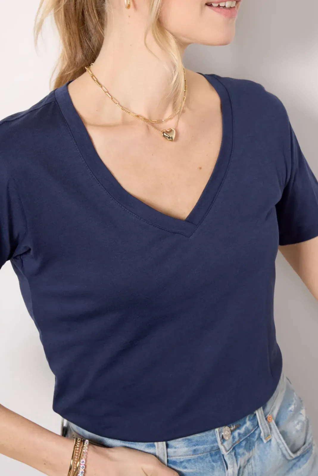 Tops & Tees<Z SUPPLY Kasey V Neck Tee Navy