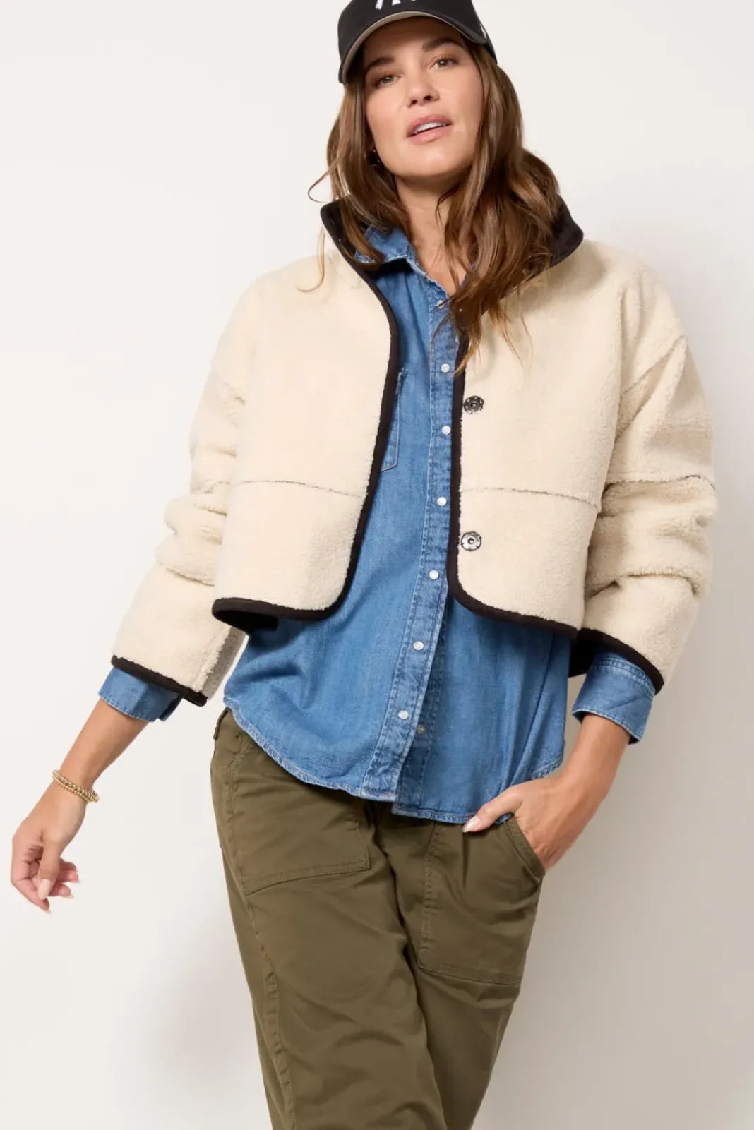 Blazers & Jackets<VELVET Kelly Sherpa Jacket Black/Ecru