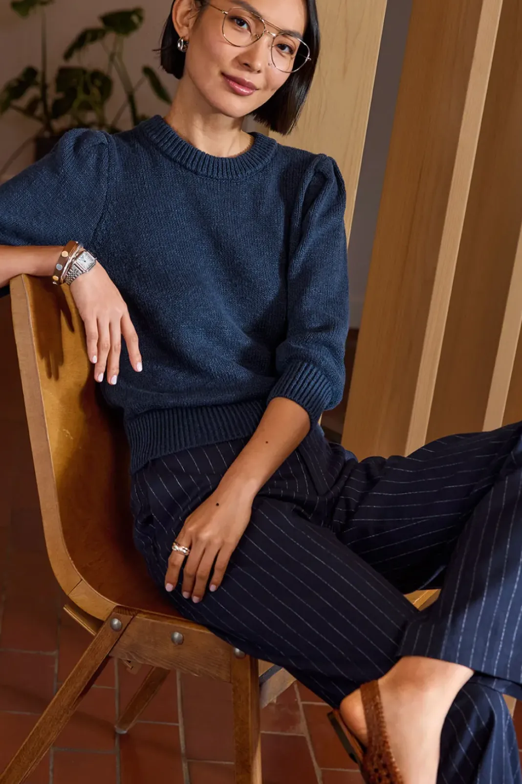 Sweaters<EVEREVE Lacey Pullover Washednavy
