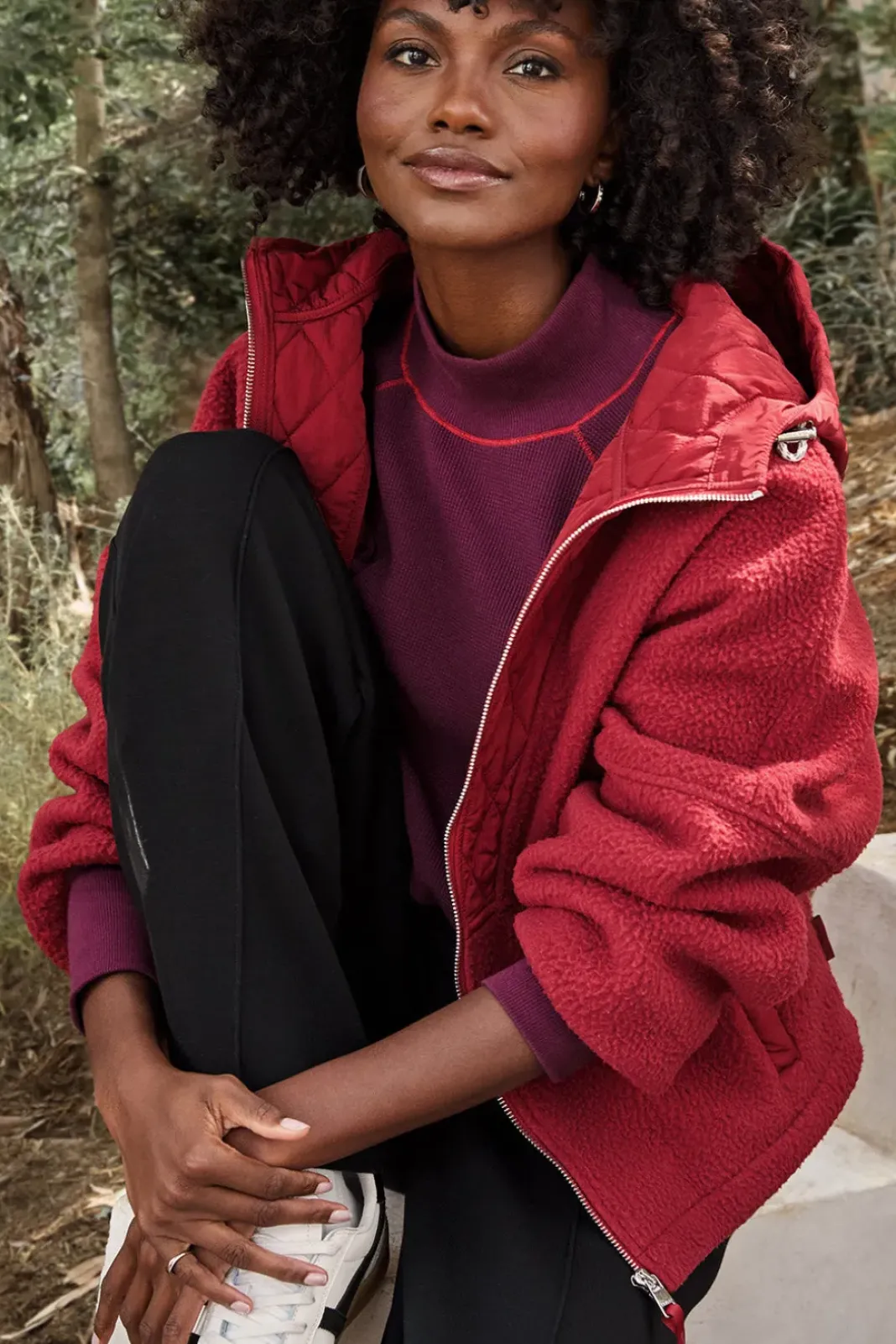 Tops & Tees<MICHAEL STARS Laney Mock Neck Thermal Top Beetroot