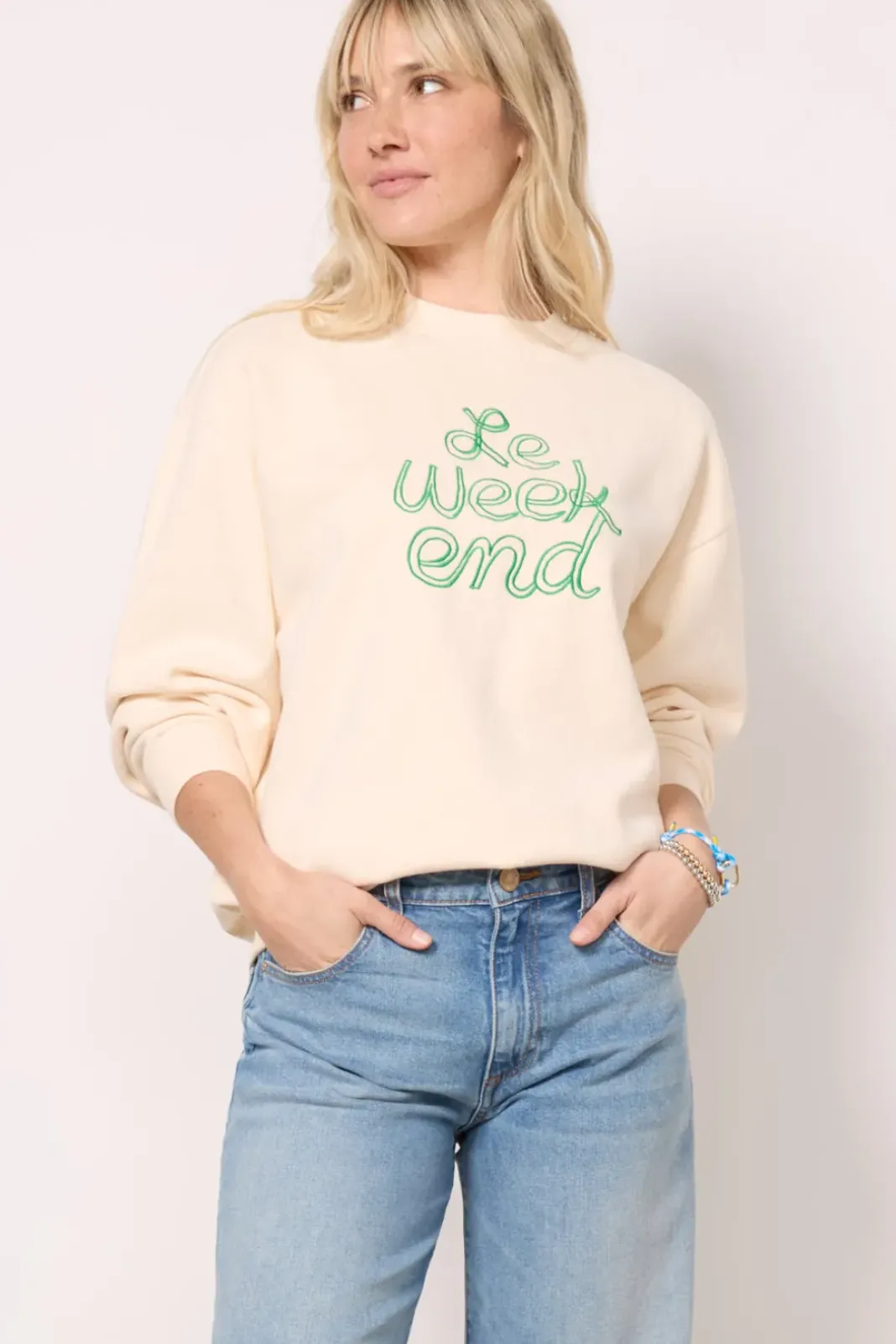 Sweatshirts<CLARE V. Le Weekend Oversized Sweatshirt Cream