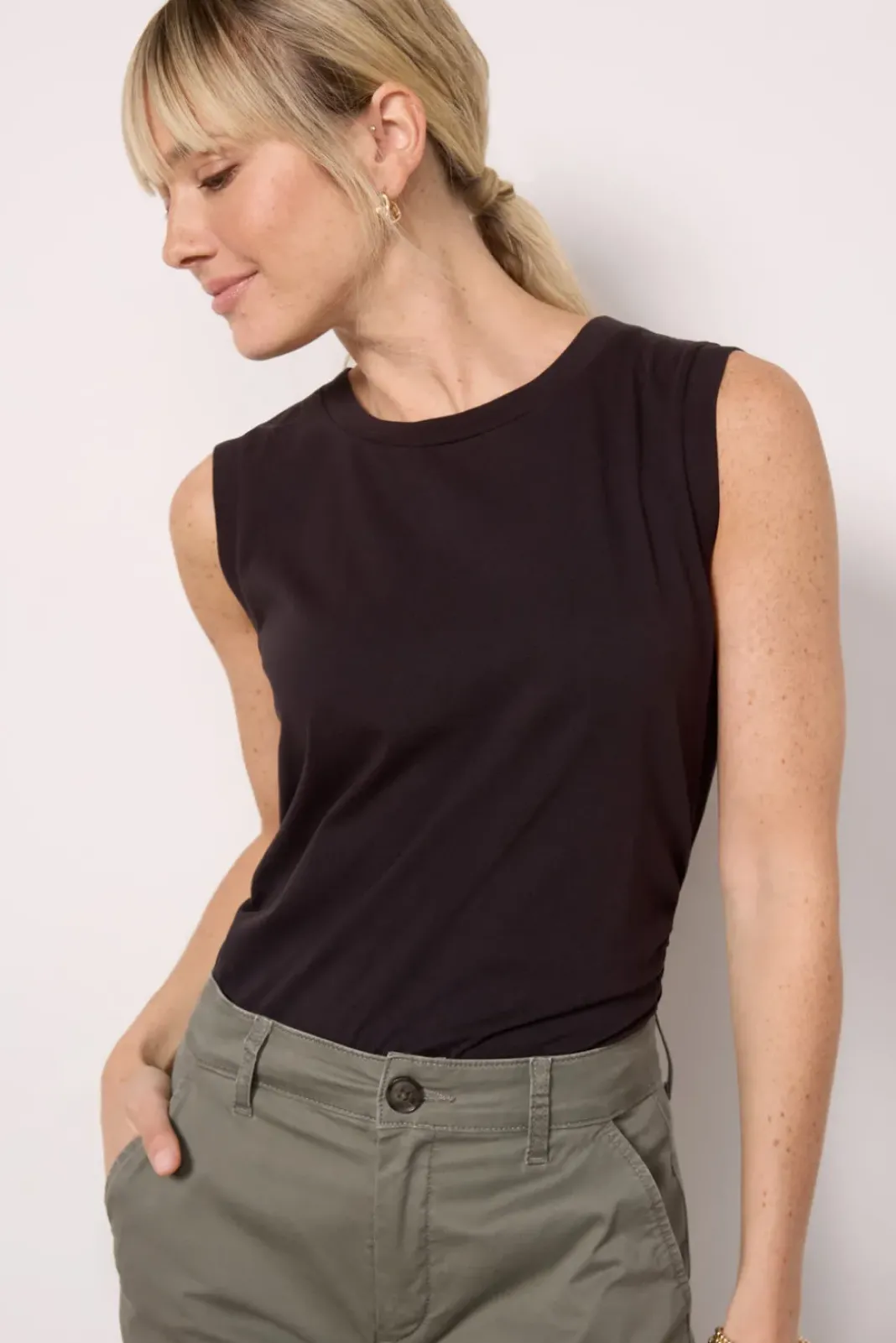 Tops & Tees<MICHAEL STARS Lola Ruched Tank Black