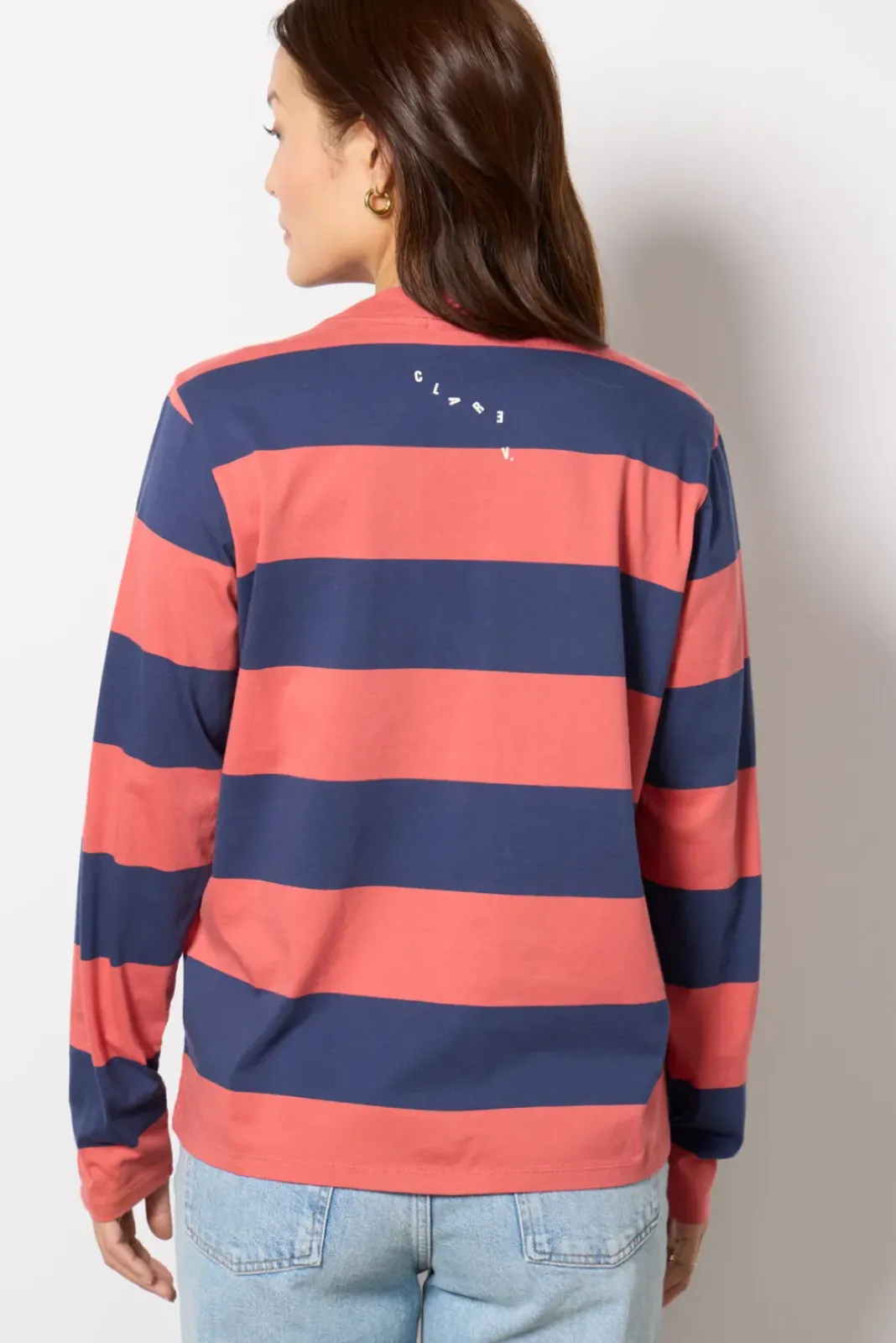 Tops & Tees<CLARE V. Long Sleeve Tee Vintagepoppy/Navy