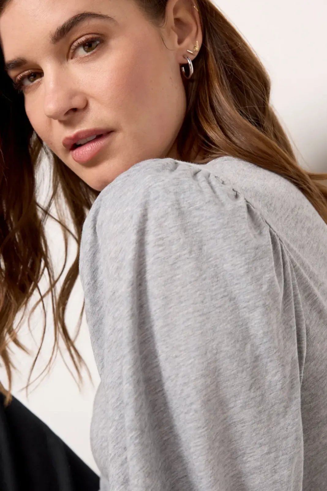Tops & Tees<NATION LTD Loren Peasant Tee Heathergrey