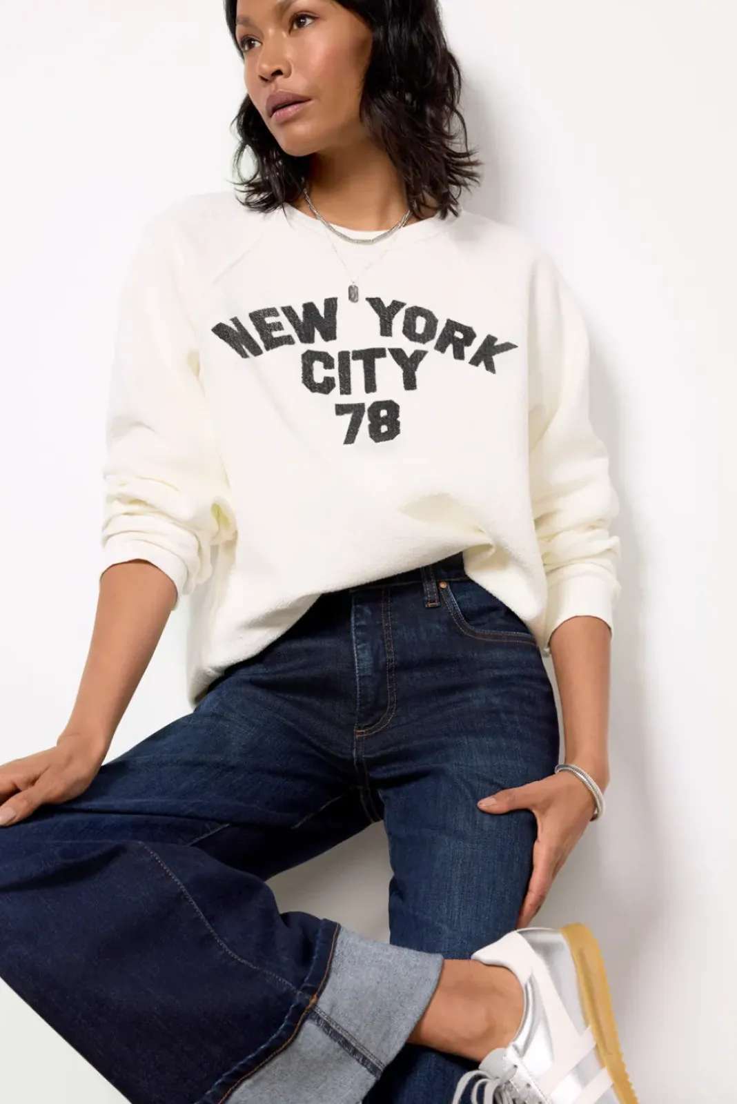 Sweatshirts<RETRO BRAND BLACK LABEL New York Reverse Slub Sweatshirt Vintagewhite