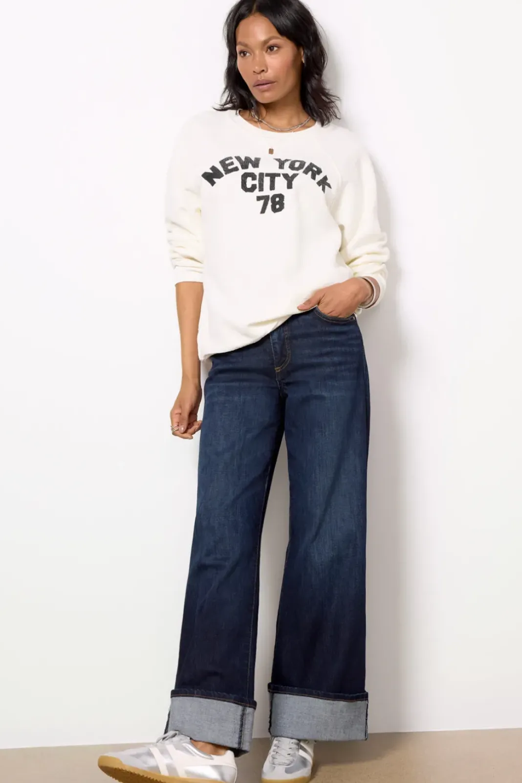 Sweatshirts<RETRO BRAND BLACK LABEL New York Reverse Slub Sweatshirt Vintagewhite