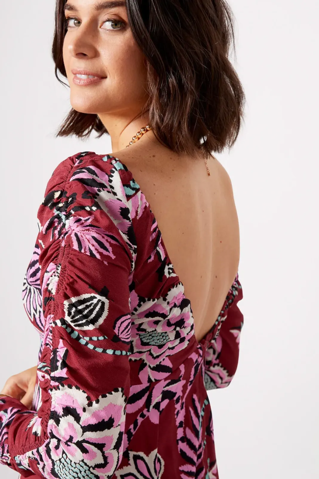 Dresses<FARM RIO Pineapple Inspiration Burgundy V Neckline Maxi Dress Burgandy