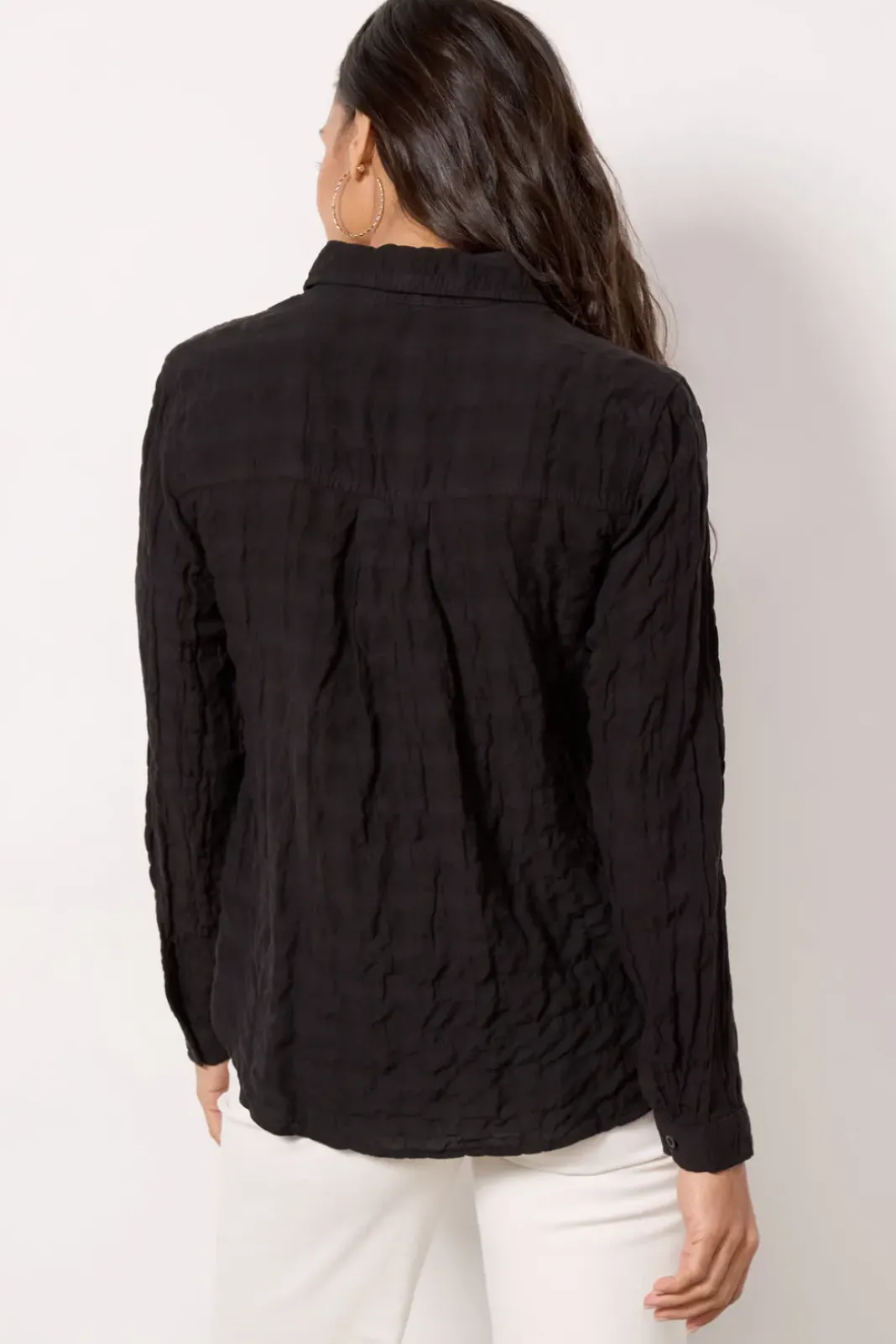 Tops & Tees<CLOTH AND STONE Pucker Check Shirt Black