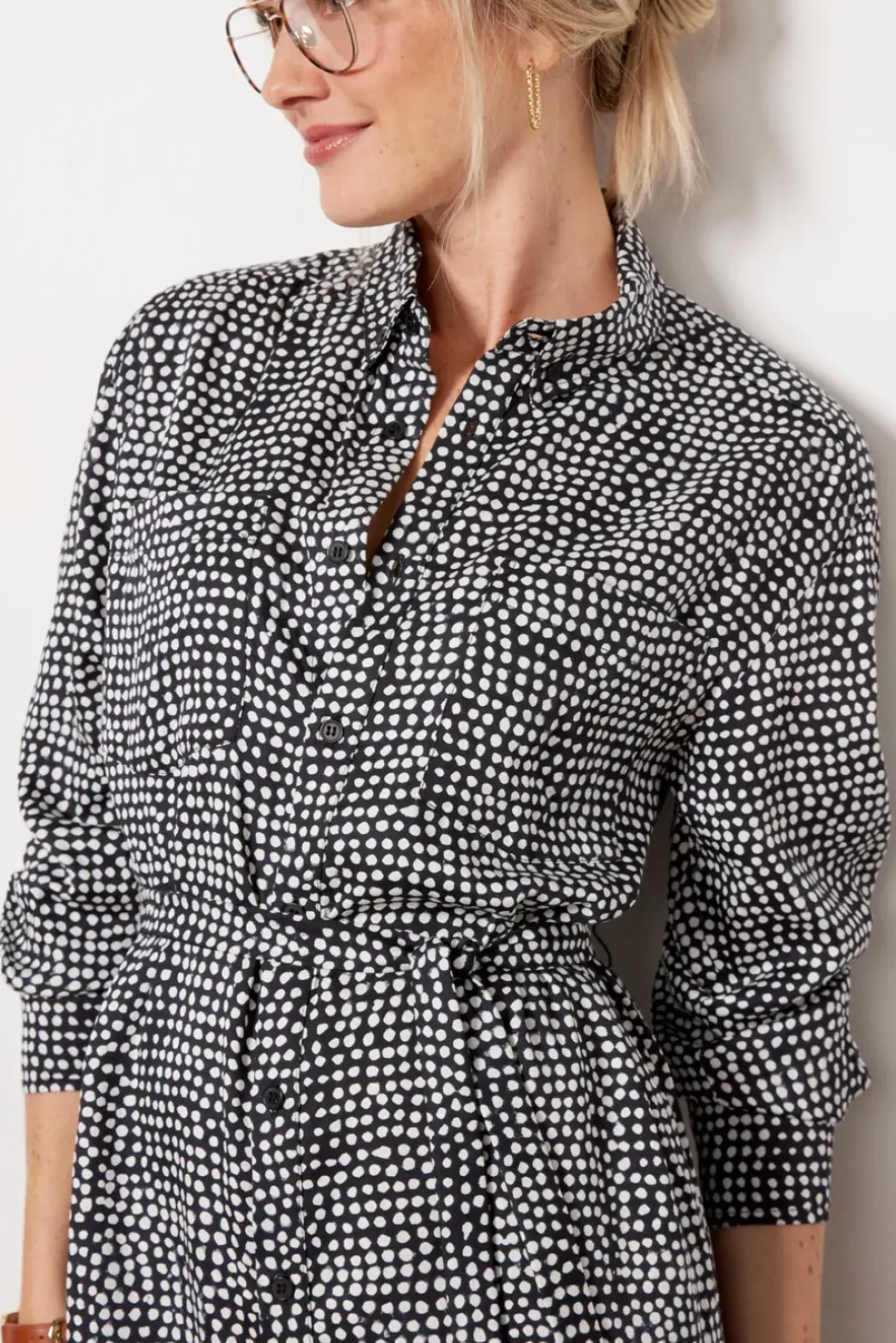 Dresses<EMERSON FRY Ry Shirtdress Painterlydotsblack