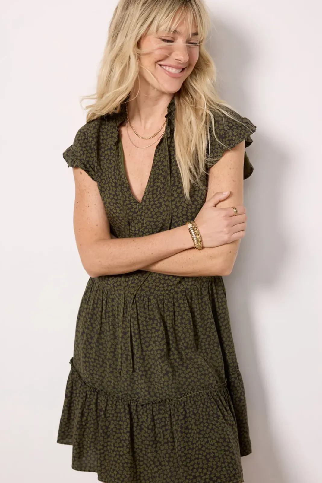 Dresses<SUNDRY Short Femme Dress Olive