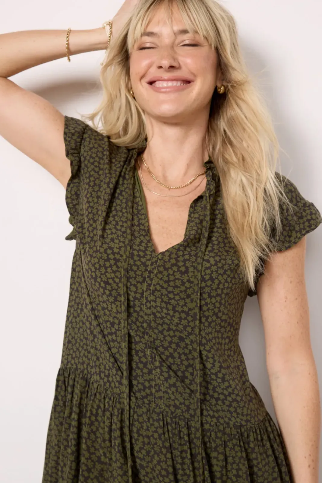 Dresses<SUNDRY Short Femme Dress Olive