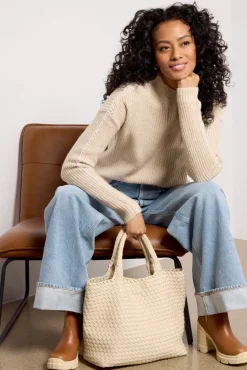 Bags<SOL AND SELENE Sky`s The Limit Medium Tote Cream