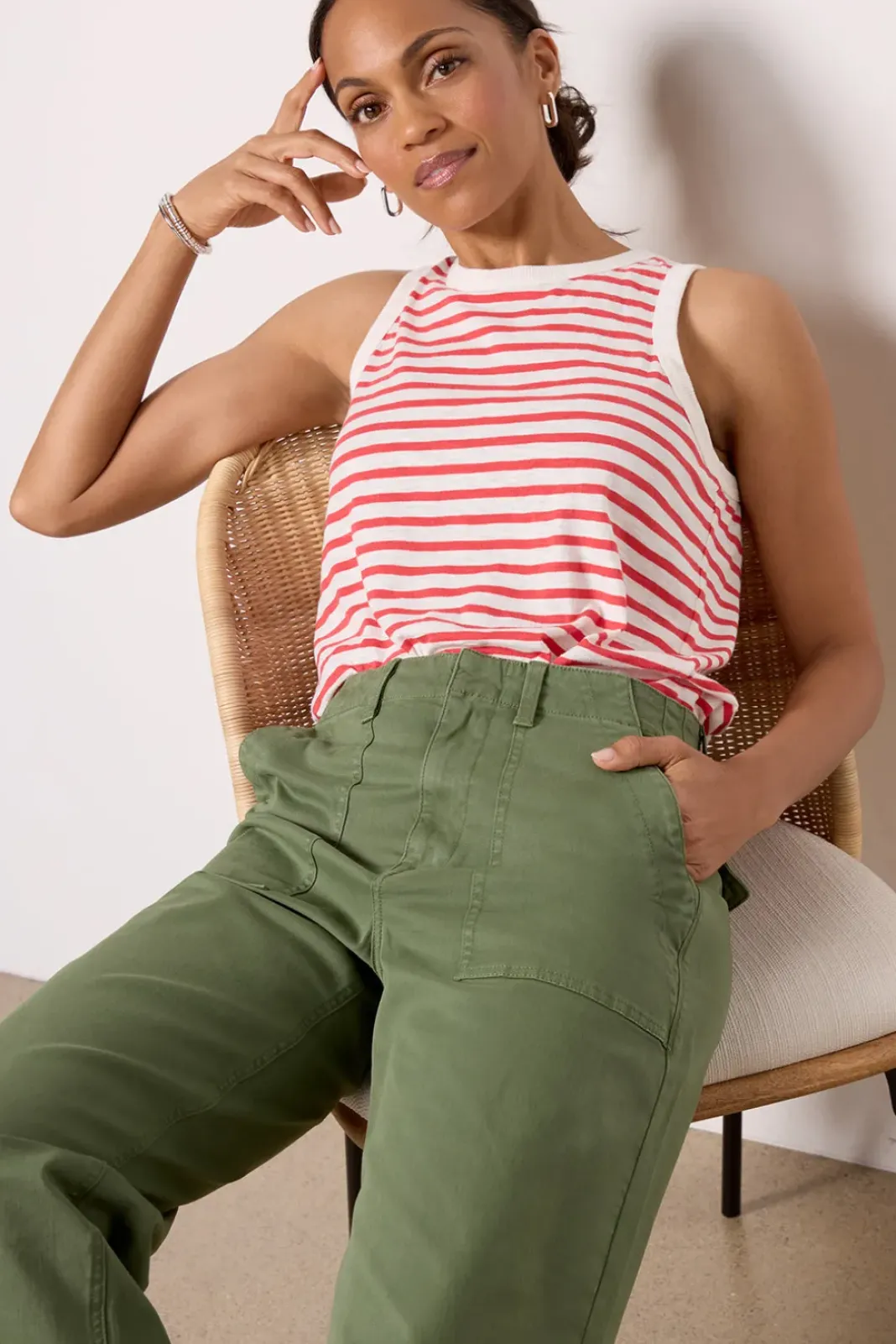 Pants & Leggings<PISTOLA Sophia Wide Leg Utility Pant Basil