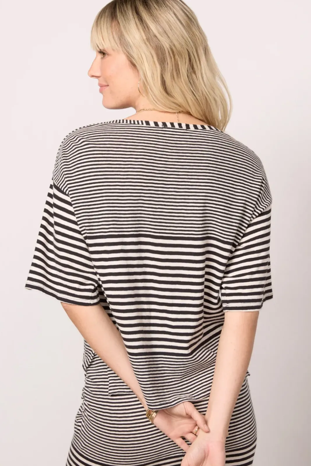 Tops & Tees<SUNDRY Stripe Boat Tee Black