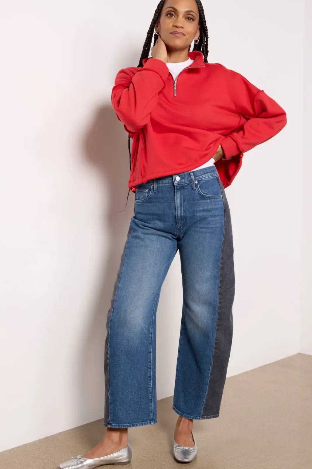 Jeans<MOTHER The Half Pipe Flood Blackandblue