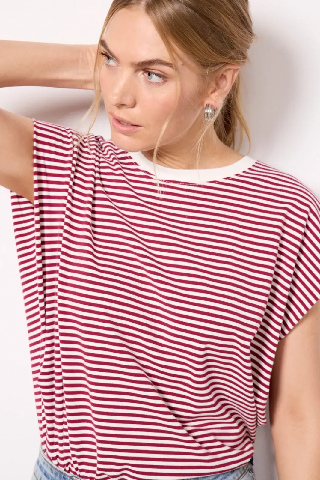 Tops & Tees<PISTOLA Trina Muscle Tee Sangriawhitestripe