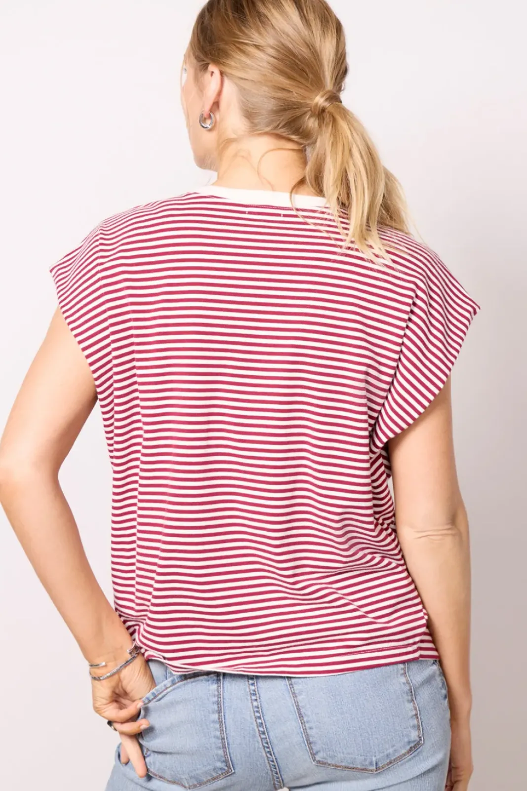 Tops & Tees<PISTOLA Trina Muscle Tee Sangriawhitestripe