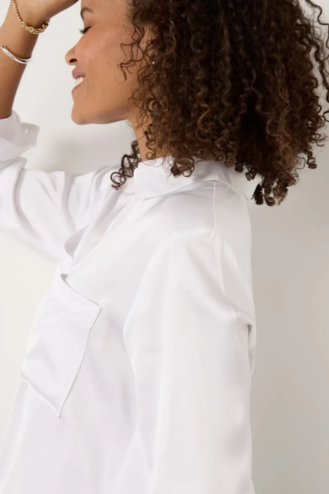 Tops & Tees<CLOTH AND STONE Two Pocket Satin Shirt White