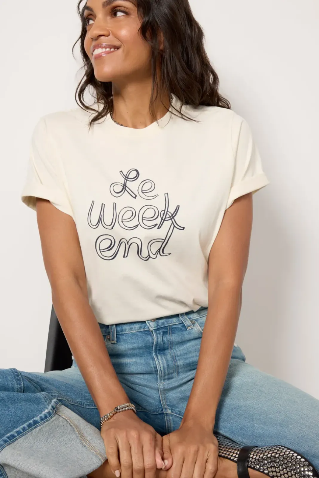 Tops & Tees<CLARE V. Weekend Original Tee Cream