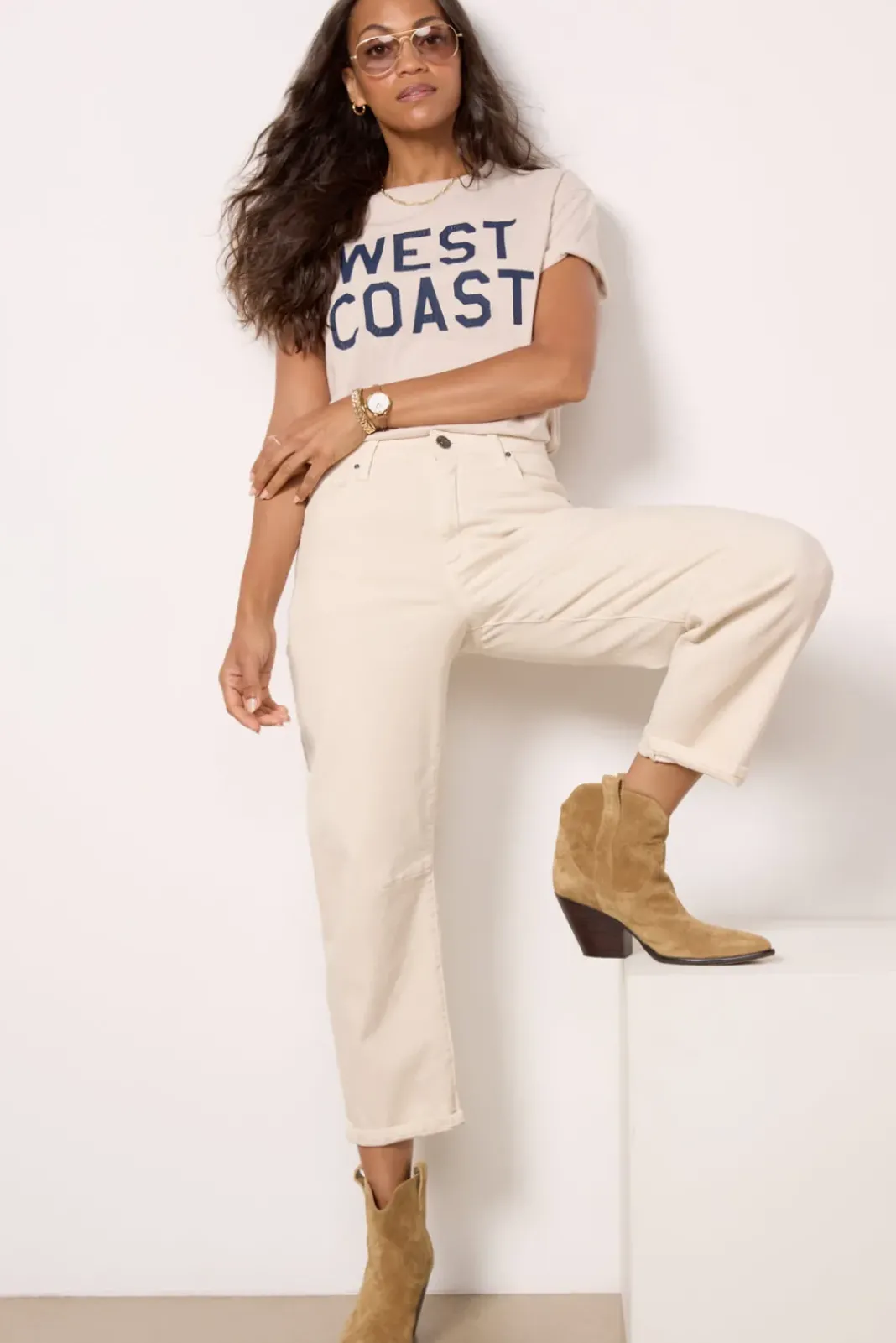 Tops & Tees<RETRO BRAND BLACK LABEL West Coast Tee Vintagesandstone