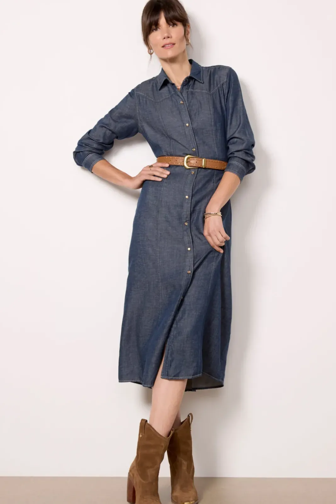 Dresses<CLOTH AND STONE Western Yoke Shirt Dress Twilightdenim